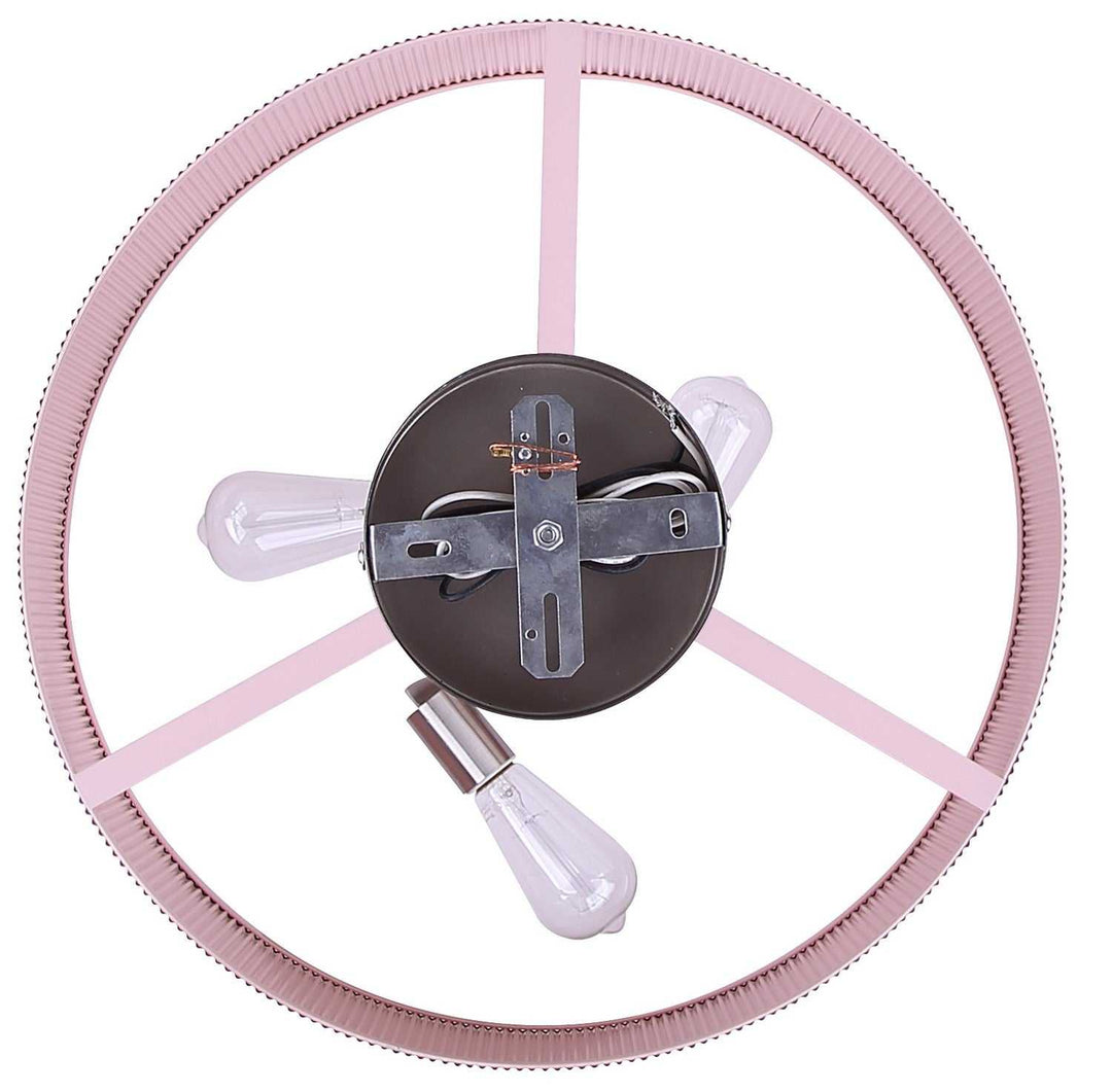 Evienne Three Light Chandelier in Brushed Nickel And Pink Canarm Canada