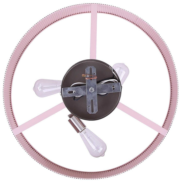 Evienne Three Light Chandelier in Brushed Nickel And Pink Canarm Canada