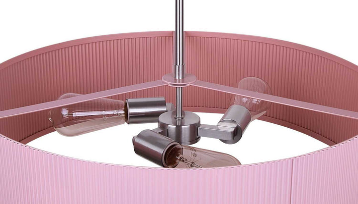 Evienne Three Light Chandelier in Brushed Nickel And Pink Canarm Canada