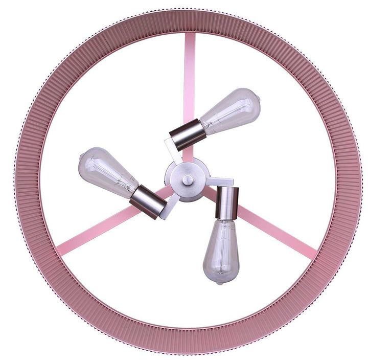 Evienne Three Light Chandelier in Brushed Nickel And Pink Canarm Canada