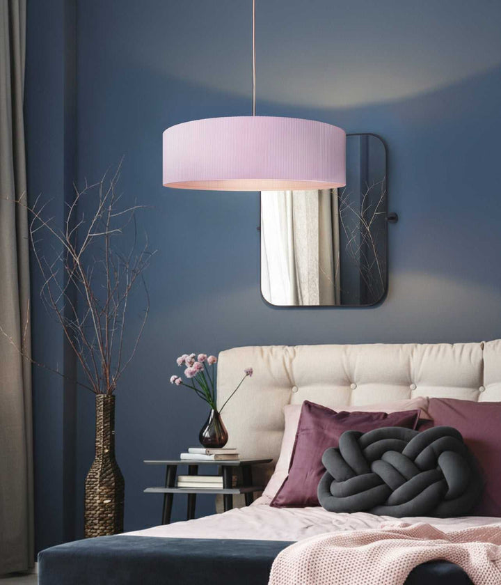 Evienne Three Light Chandelier in Brushed Nickel And Pink Canarm Canada