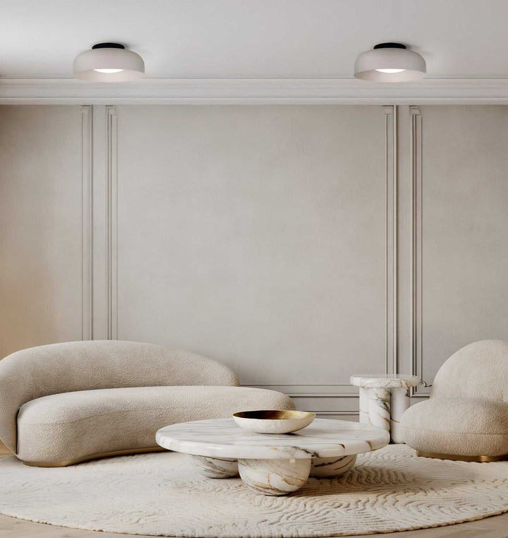 Petra LED Flush Mount in Matte Black And Stone Canarm Canada
