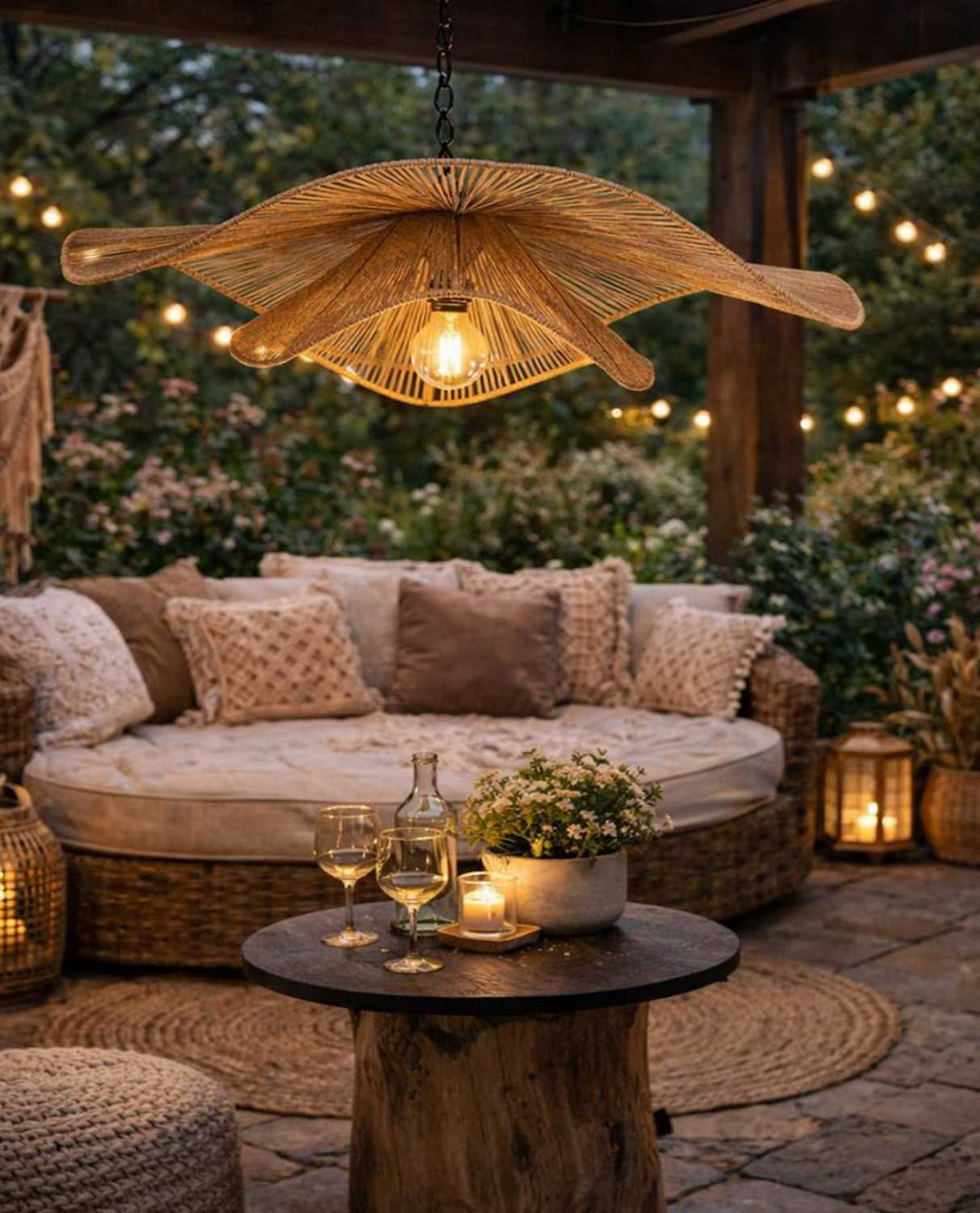 Malana One Light Pendant in Natural + Black Canarm Canada