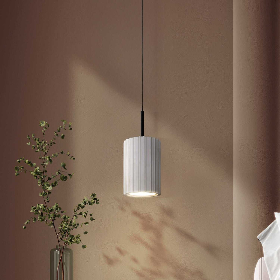 Tavi LED Pendant in Matte Black And Stone Canarm Canada