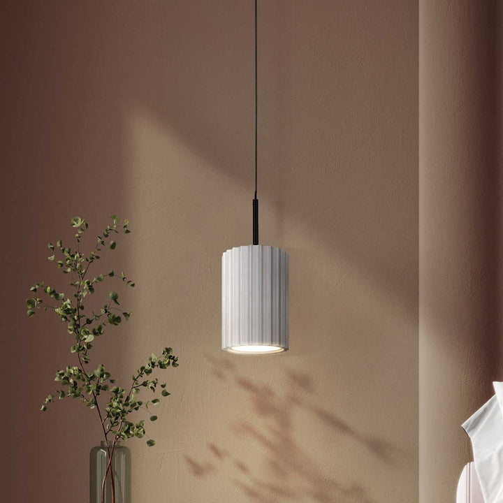 Tavi LED Pendant in Matte Black And Stone Canarm Canada