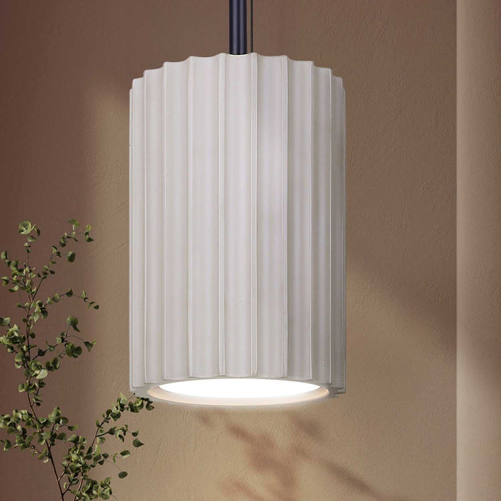 Tavi LED Pendant in Matte Black And Stone Canarm Canada
