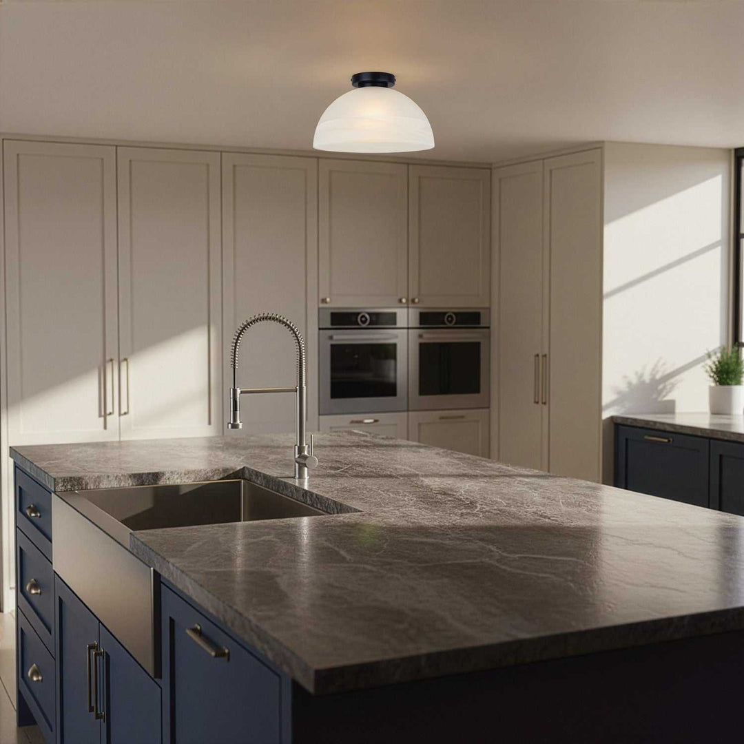 Marek One Light Flush Mount in Matte Black Canarm Canada