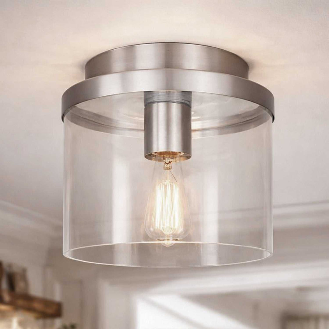 Britton One Light Flush Mount in Brushed Nickel Canarm Canada