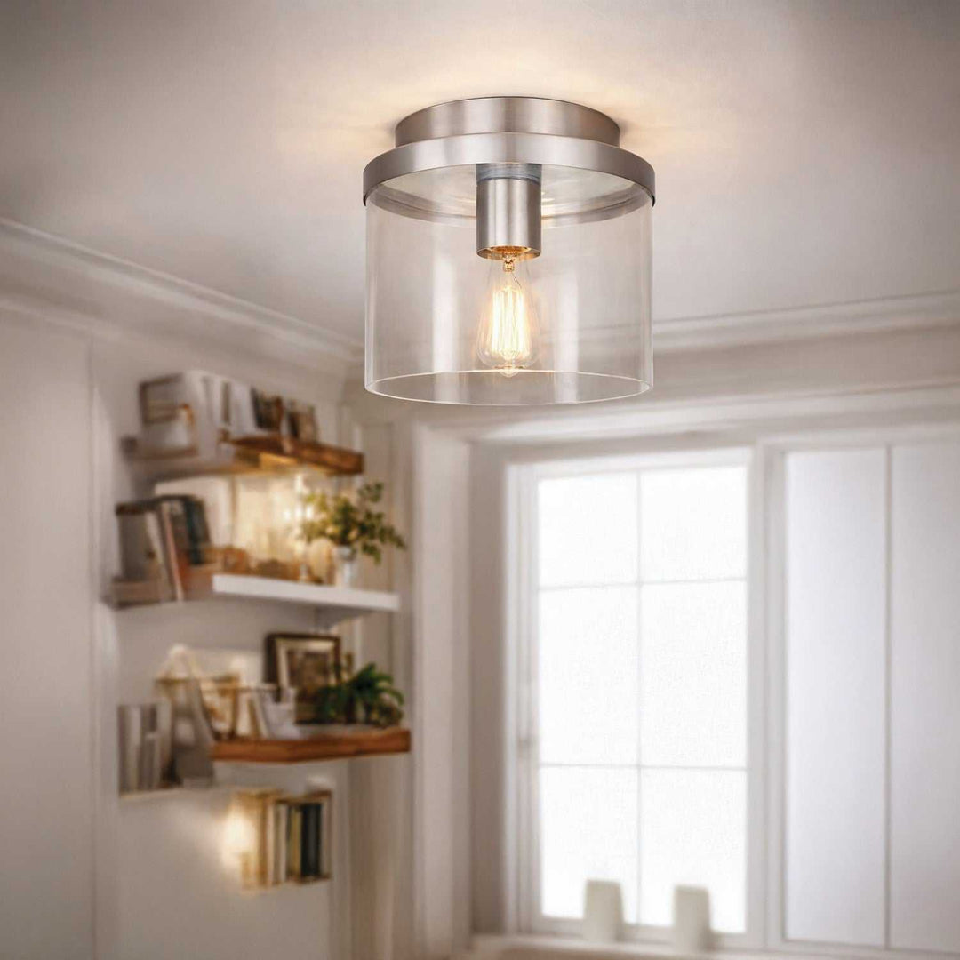 Britton One Light Flush Mount in Brushed Nickel Canarm Canada