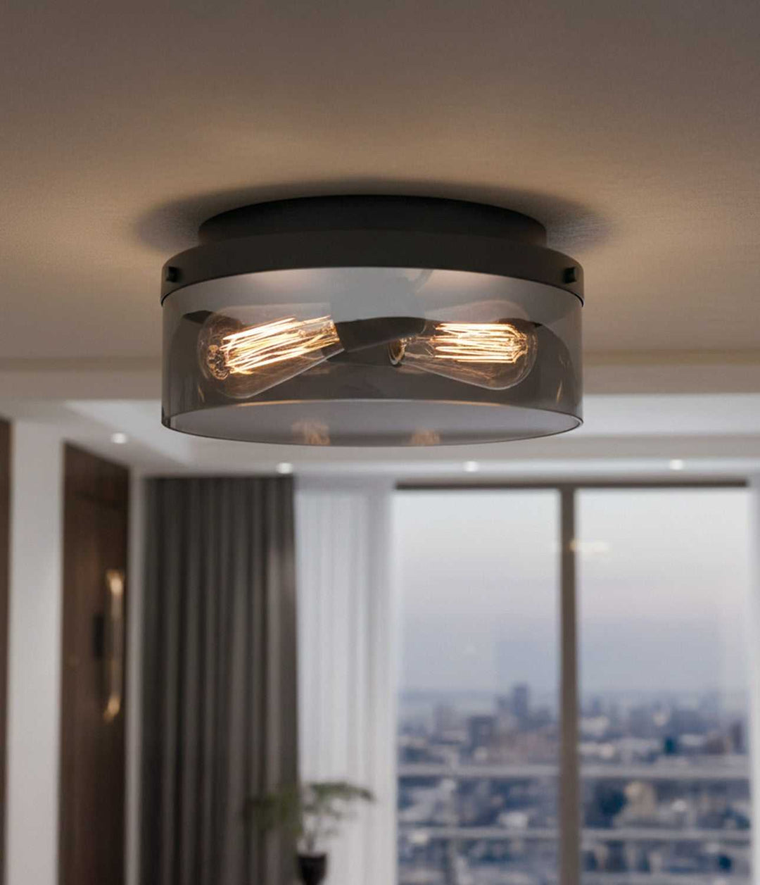 Nina Two Light Flush Mount in Matte Black Canarm Canada