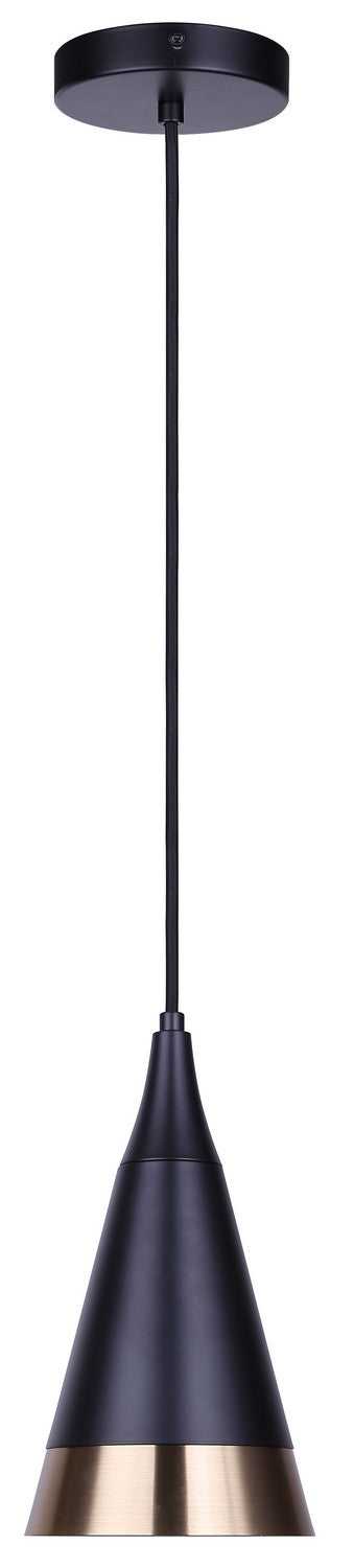 Noire One Light Pendant in Matte Black + Gold Canarm Canada