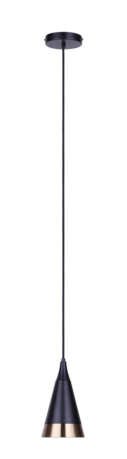 Noire One Light Pendant in Matte Black + Gold Canarm Canada