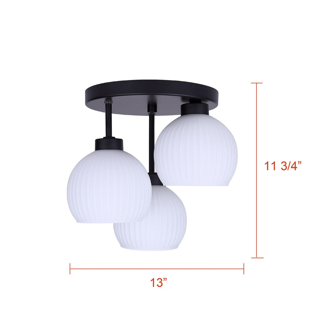 Nella Three Light Semi-Flush Mount in Matte Black Canarm Canada