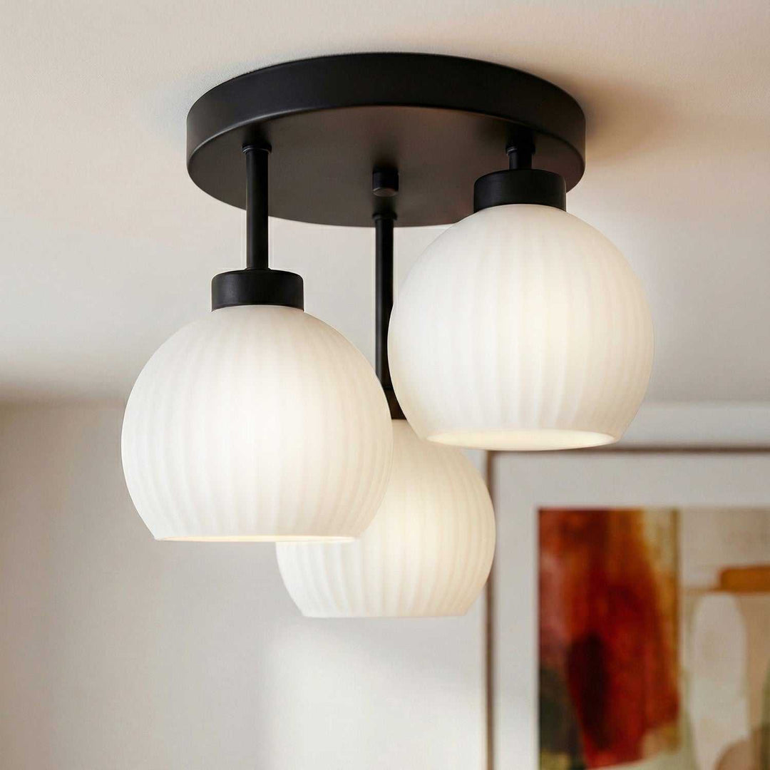 Nella Three Light Semi-Flush Mount in Matte Black Canarm Canada