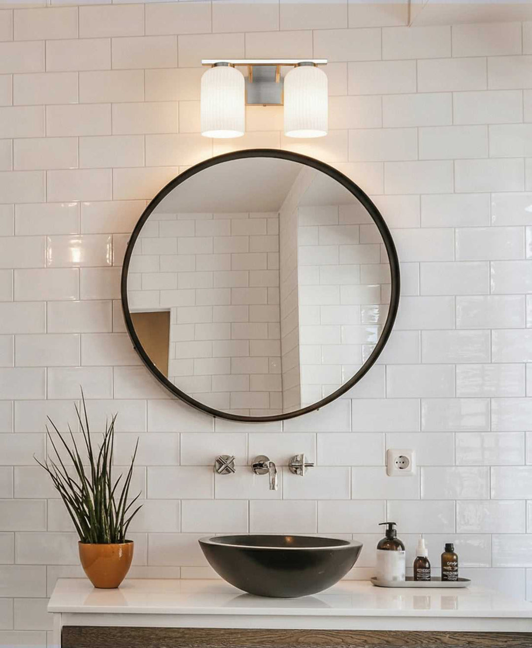 Bram Two Light Vanity in Brushed Nickel Canarm Canada