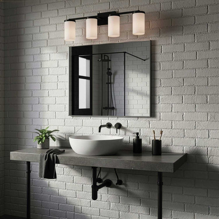 Britton Four Light Vanity in Matte Black Canarm Canada