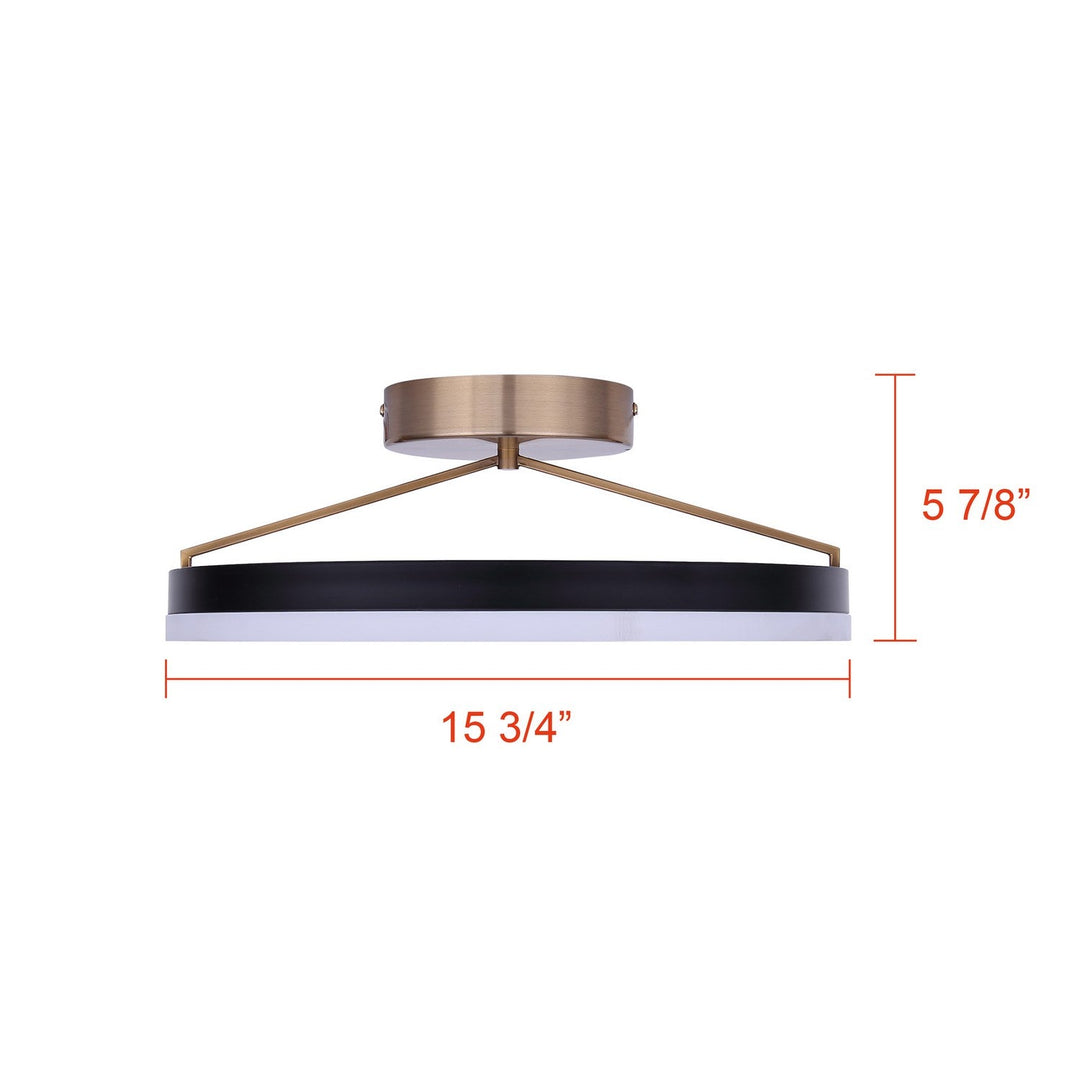 Louie LED Flush Mount in Matte Black + Gold Canarm Canada