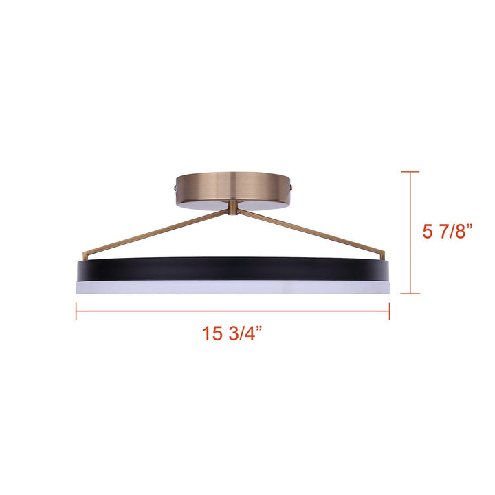 Louie LED Flush Mount in Matte Black + Gold Canarm Canada