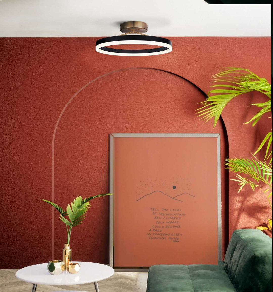 Louie LED Flush Mount in Matte Black + Gold Canarm Canada