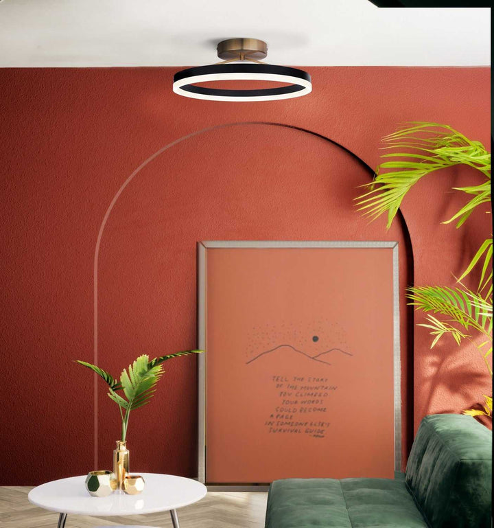 Louie LED Flush Mount in Matte Black + Gold Canarm Canada