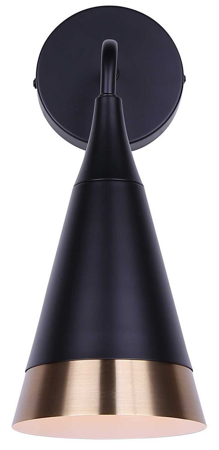 Noiré One Light Wall Sconce in Matte Black + Gold Canarm Canada