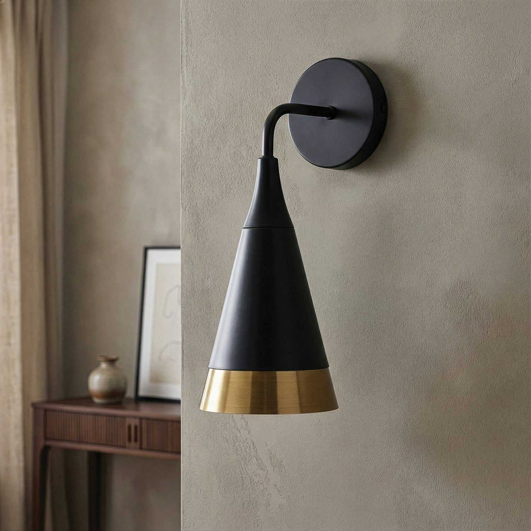Noiré One Light Wall Sconce in Matte Black + Gold Canarm Canada