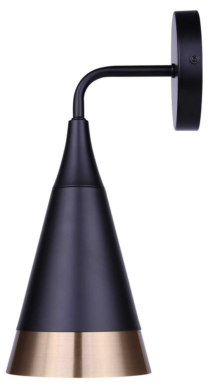 Noiré One Light Wall Sconce in Matte Black + Gold Canarm Canada