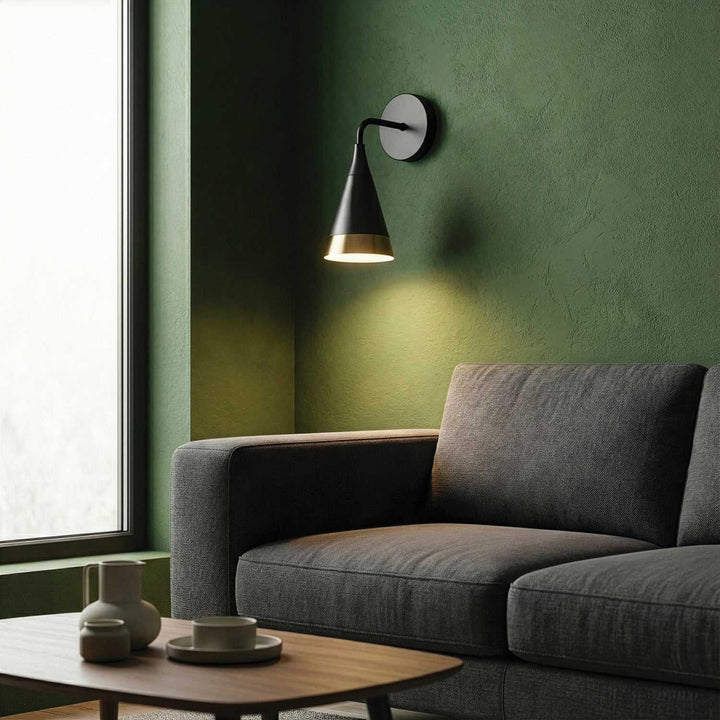 Noiré One Light Wall Sconce in Matte Black + Gold Canarm Canada