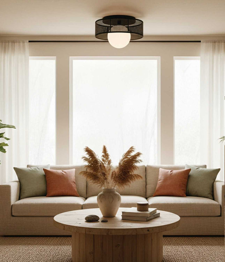 Thane One Light Flush Mount in Matte Black Canarm Canada
