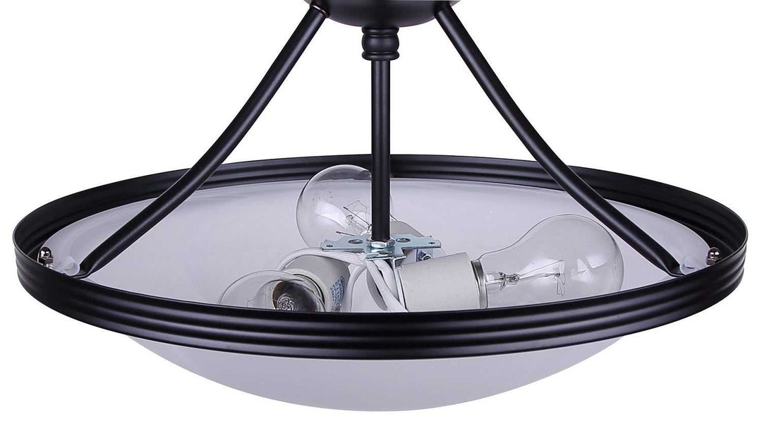 Devon Three Light Semi-Flush Mount in Matte Black Canarm Canada