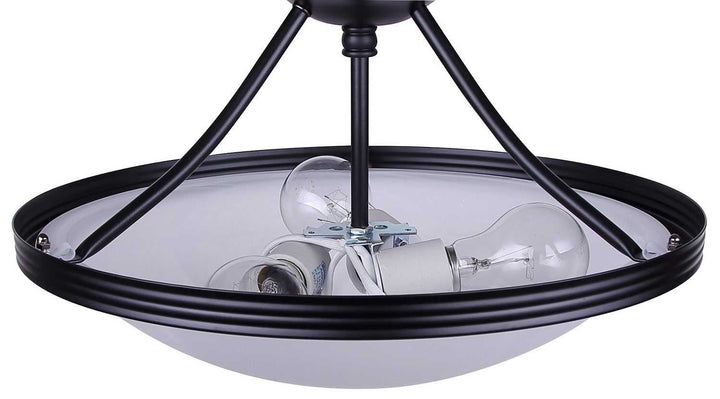 Devon Three Light Semi-Flush Mount in Matte Black Canarm Canada