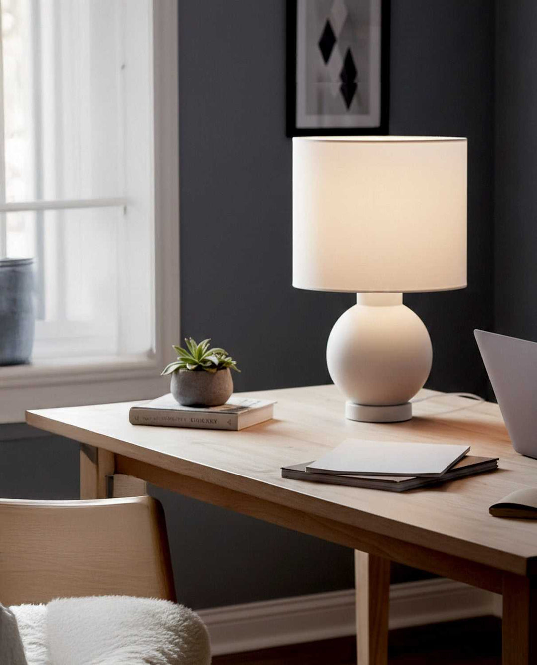 Sable One Light Table Lamp in Matte White Canarm Canada