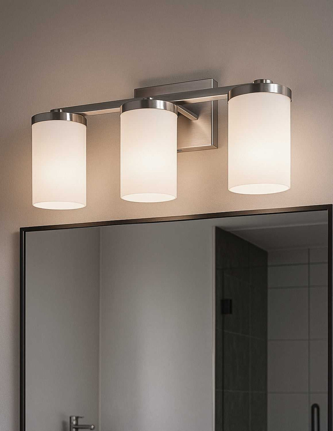 Britton Three Light Vanity in Brushed Nickel Canarm Canada