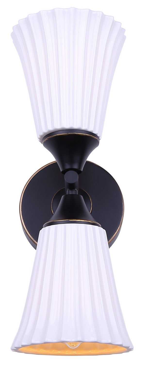 Draven Two Light Wall Sconce in Matte Black + White Canarm Canada