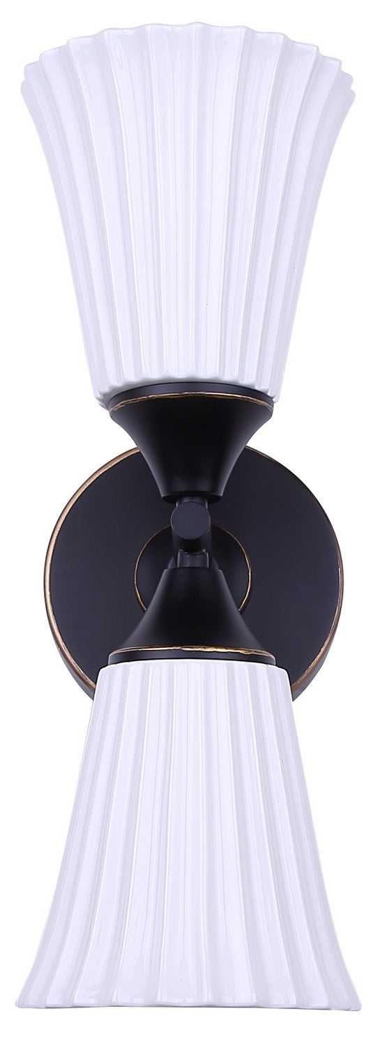 Draven Two Light Wall Sconce in Matte Black + White Canarm Canada