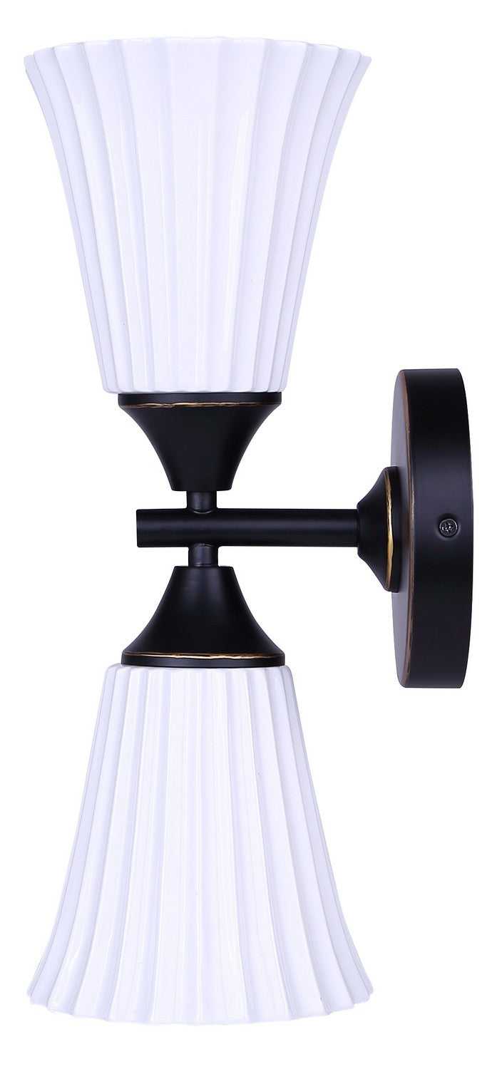 Draven Two Light Wall Sconce in Matte Black + White Canarm Canada