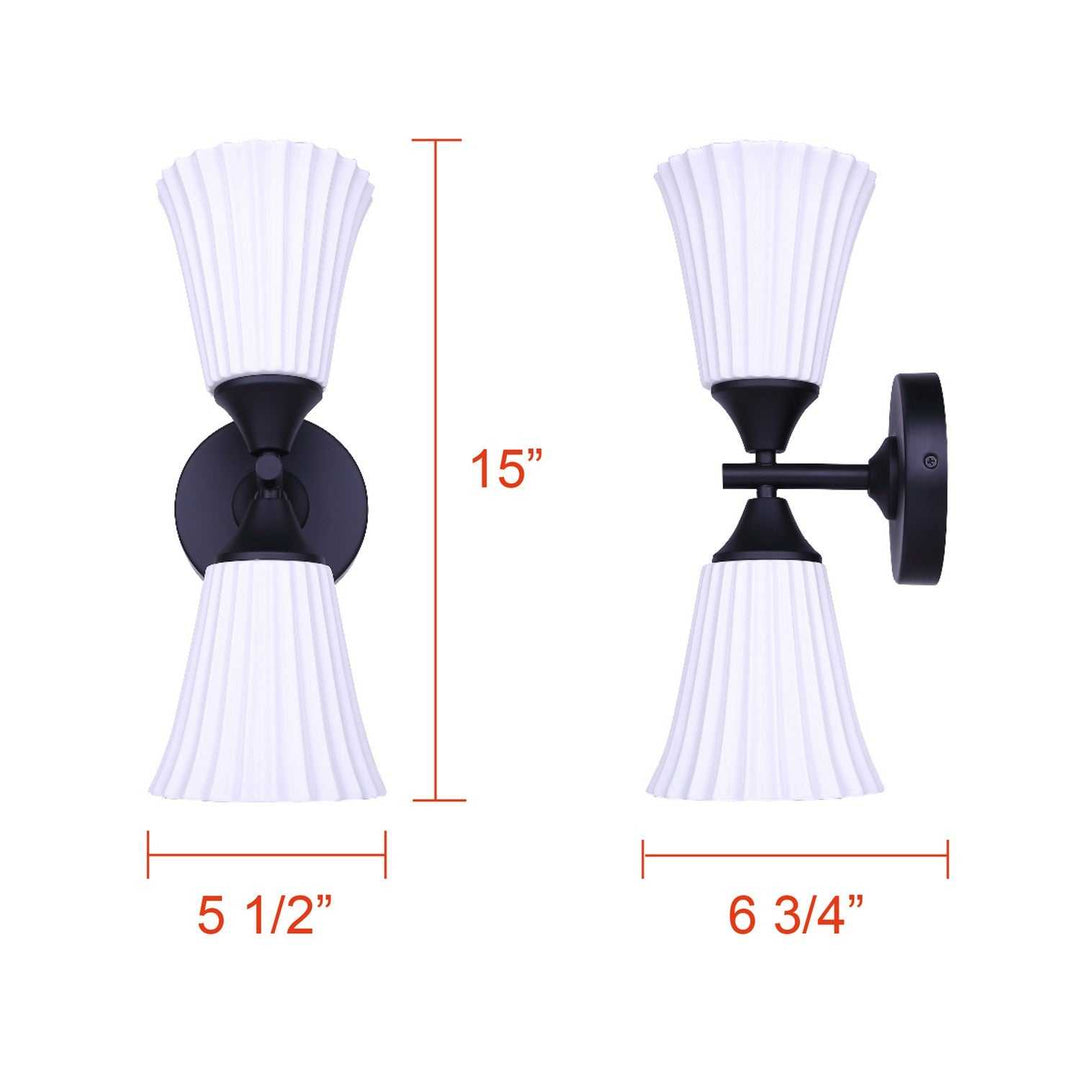 Draven Two Light Wall Sconce in Matte Black + White Canarm Canada