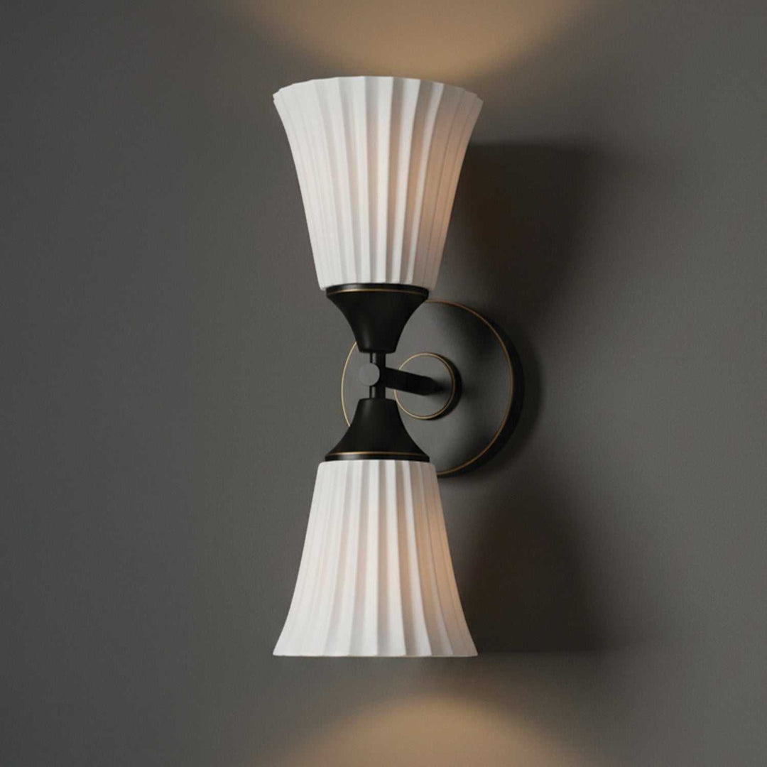 Draven Two Light Wall Sconce in Matte Black + White Canarm Canada