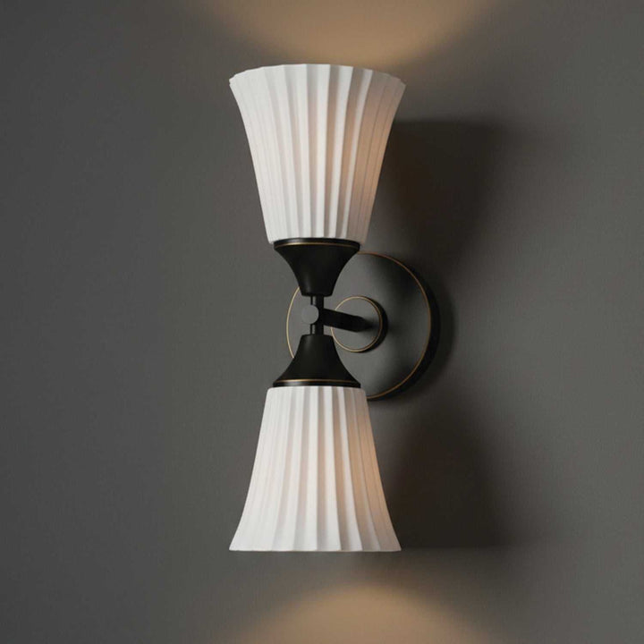 Draven Two Light Wall Sconce in Matte Black + White Canarm Canada