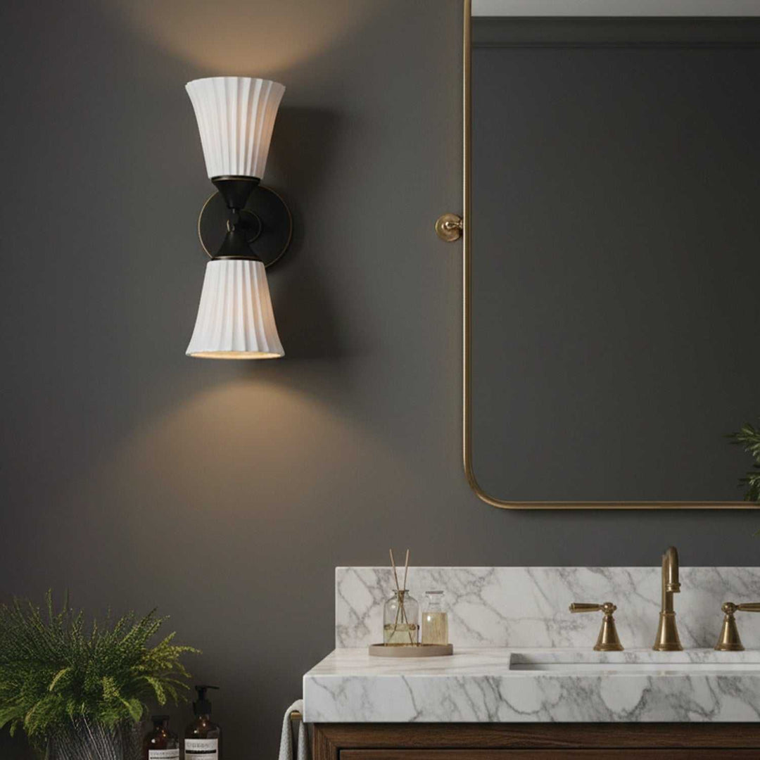Draven Two Light Wall Sconce in Matte Black + White Canarm Canada