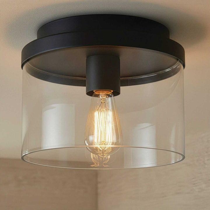 Britton One Light Flush Mount in Matte Black Canarm Canada