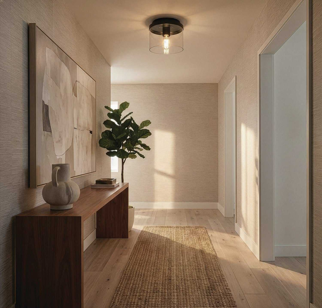 Britton One Light Flush Mount in Matte Black Canarm Canada