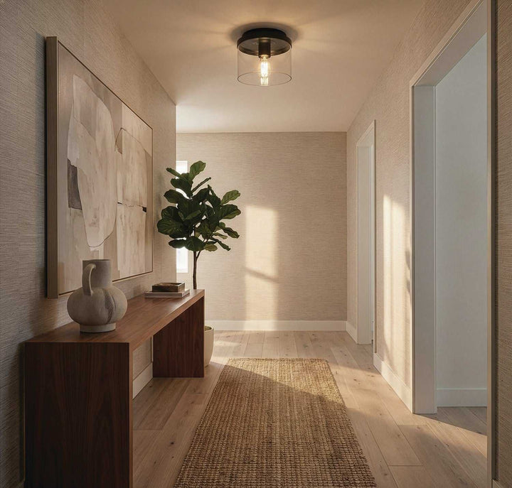 Britton One Light Flush Mount in Matte Black Canarm Canada