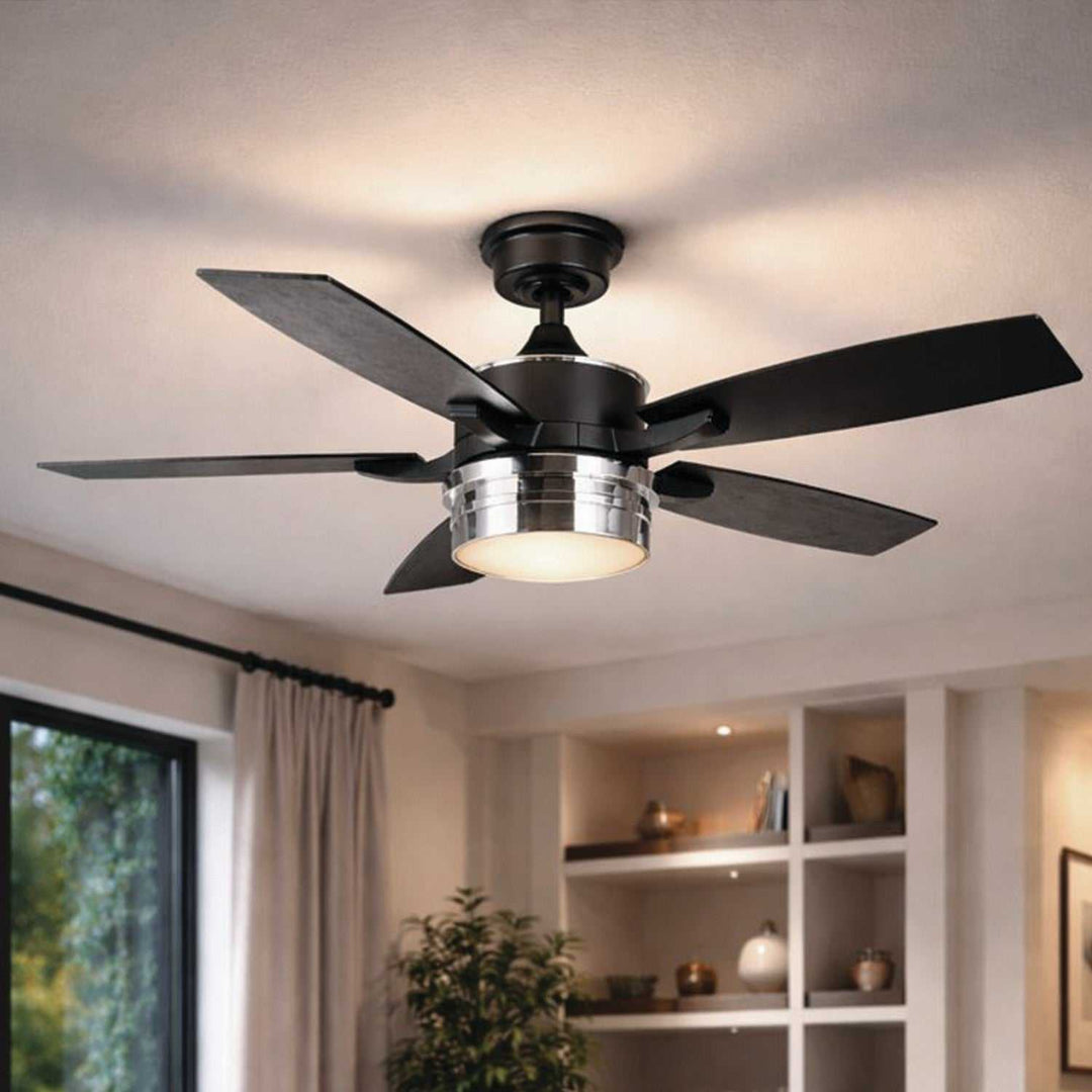 Shelton 52" Ceiling Fan in Matte Black And Chrome Canarm Canada