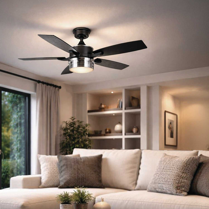 Shelton 52" Ceiling Fan in Matte Black And Chrome Canarm Canada
