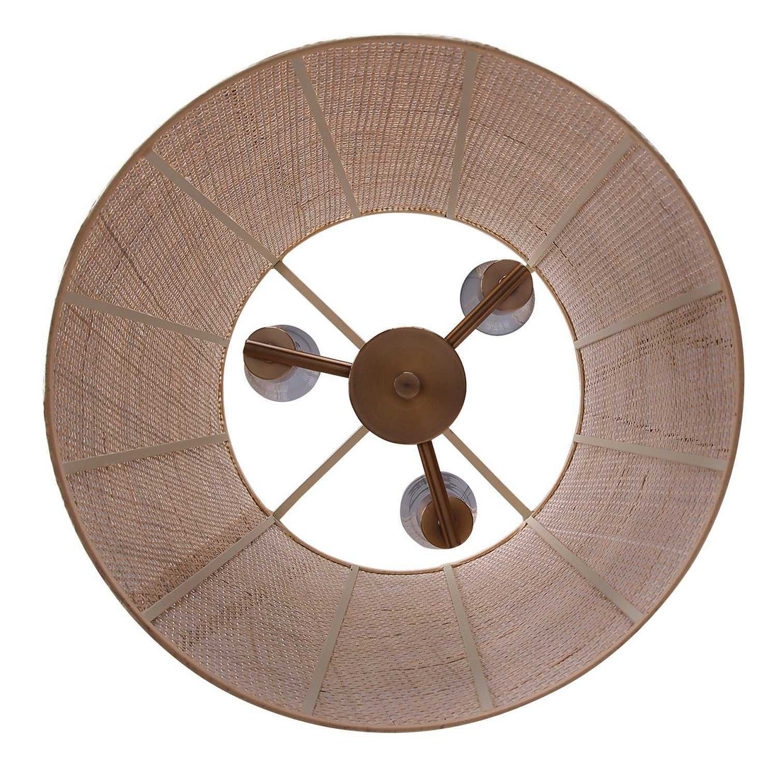 Manille Three Light Pendant in Gold + Natural Rattan Canarm Canada