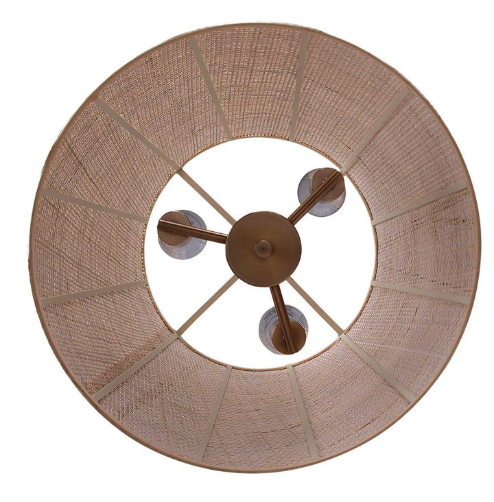 Manille Three Light Pendant in Gold + Natural Rattan Canarm Canada