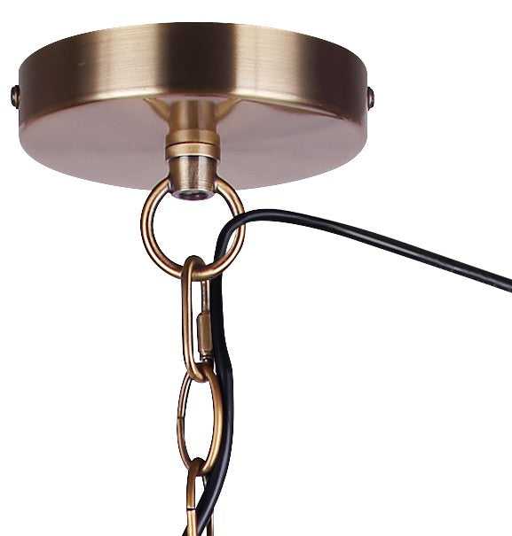 Manille Three Light Pendant in Gold + Natural Rattan Canarm Canada