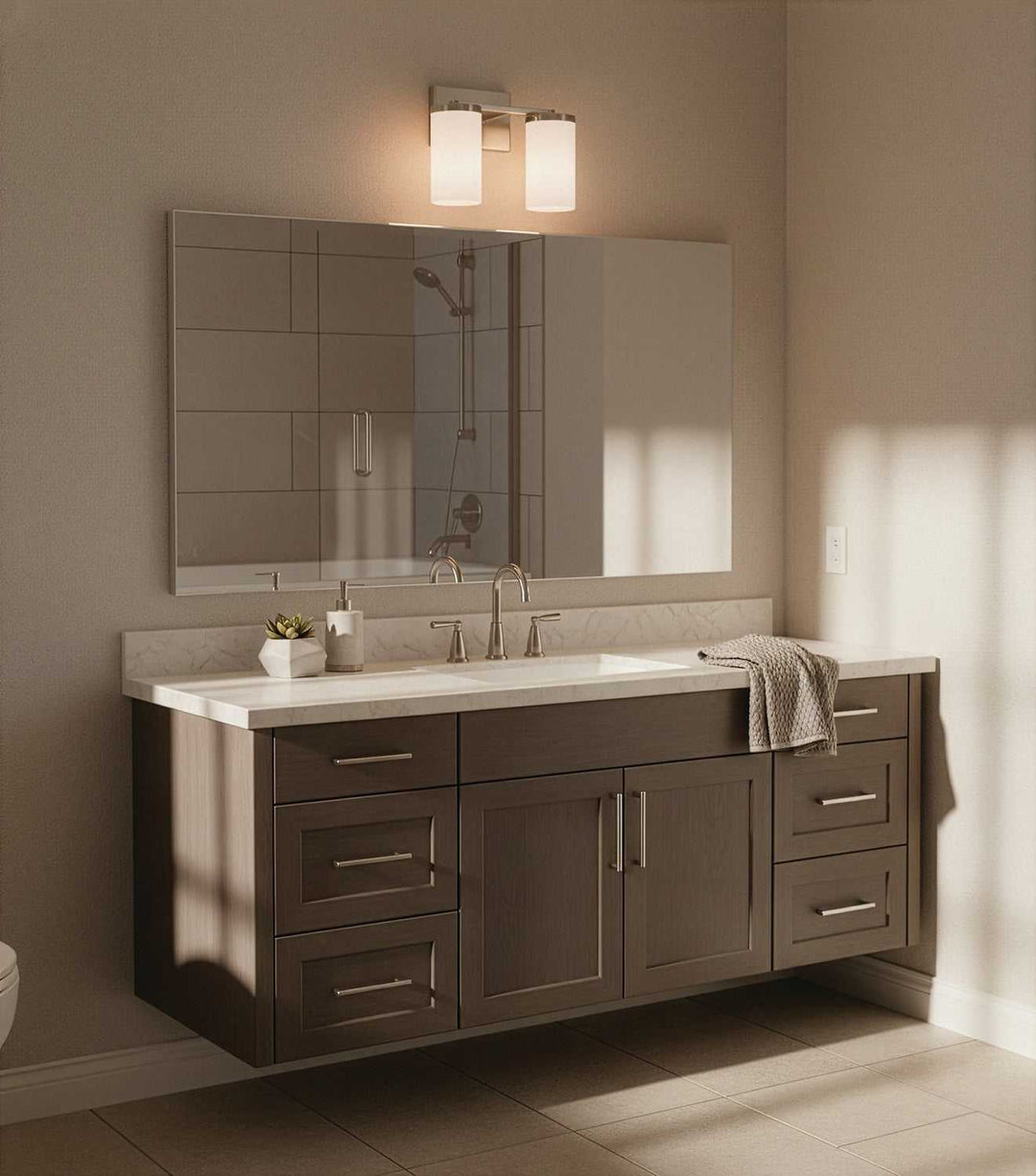 Britton Two Light Vanity in Brushed Nickel Canarm Canada
