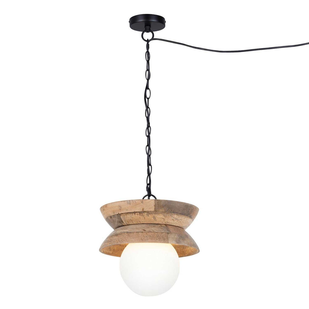 Maeva One Light Pendant in Natural Wood + Black Canarm Canada
